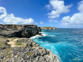 Point de vue grand angle Anse Belle Rose sur la randonnée côtière du Trou du Souffleur, Anse-Bertrand Insolite Guadeloupe